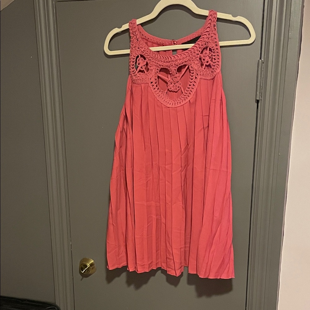 Lane Bryant Coral Crochet Yoke Tank Top